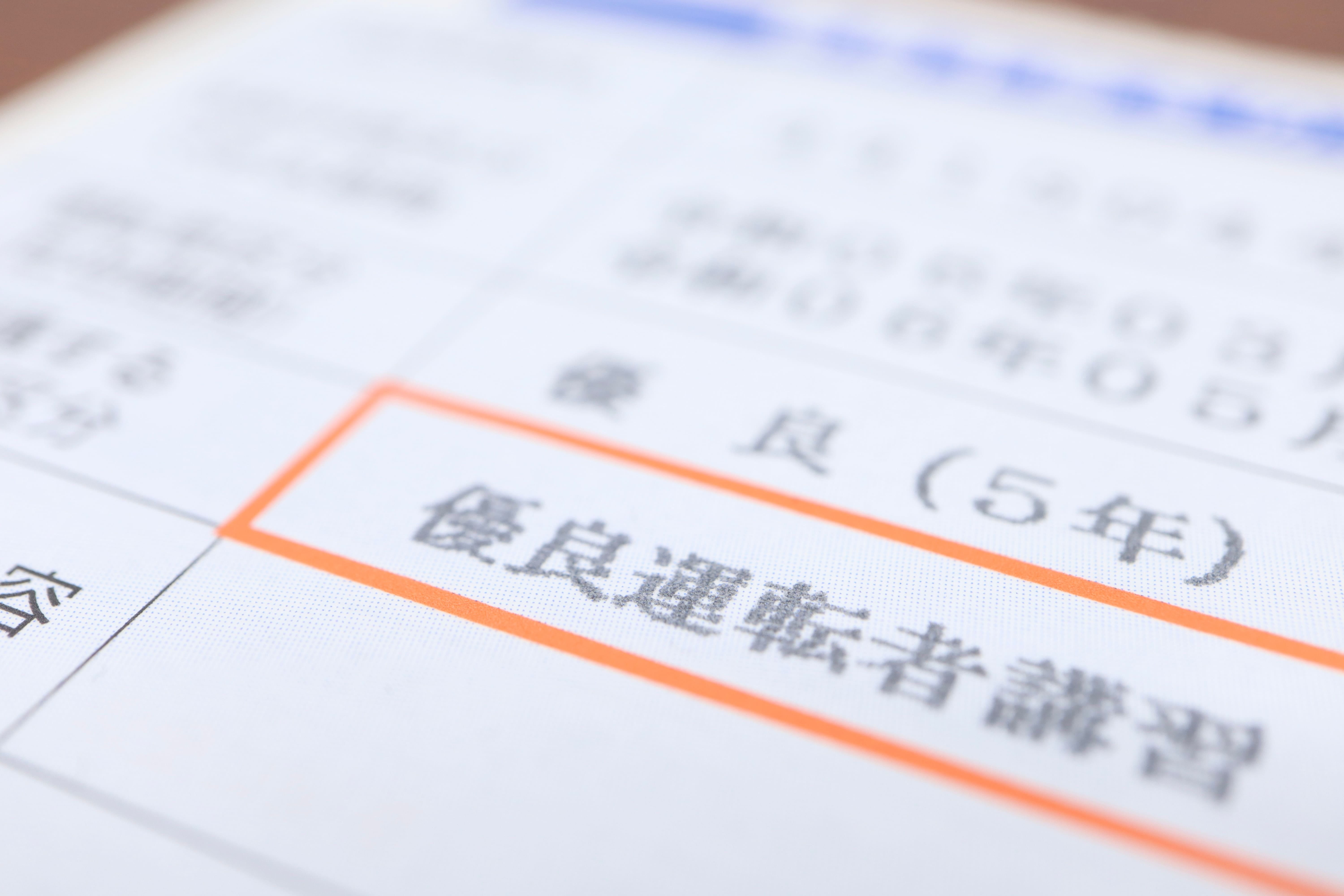 優良運転者講習の案内が書かれた免許証の一部